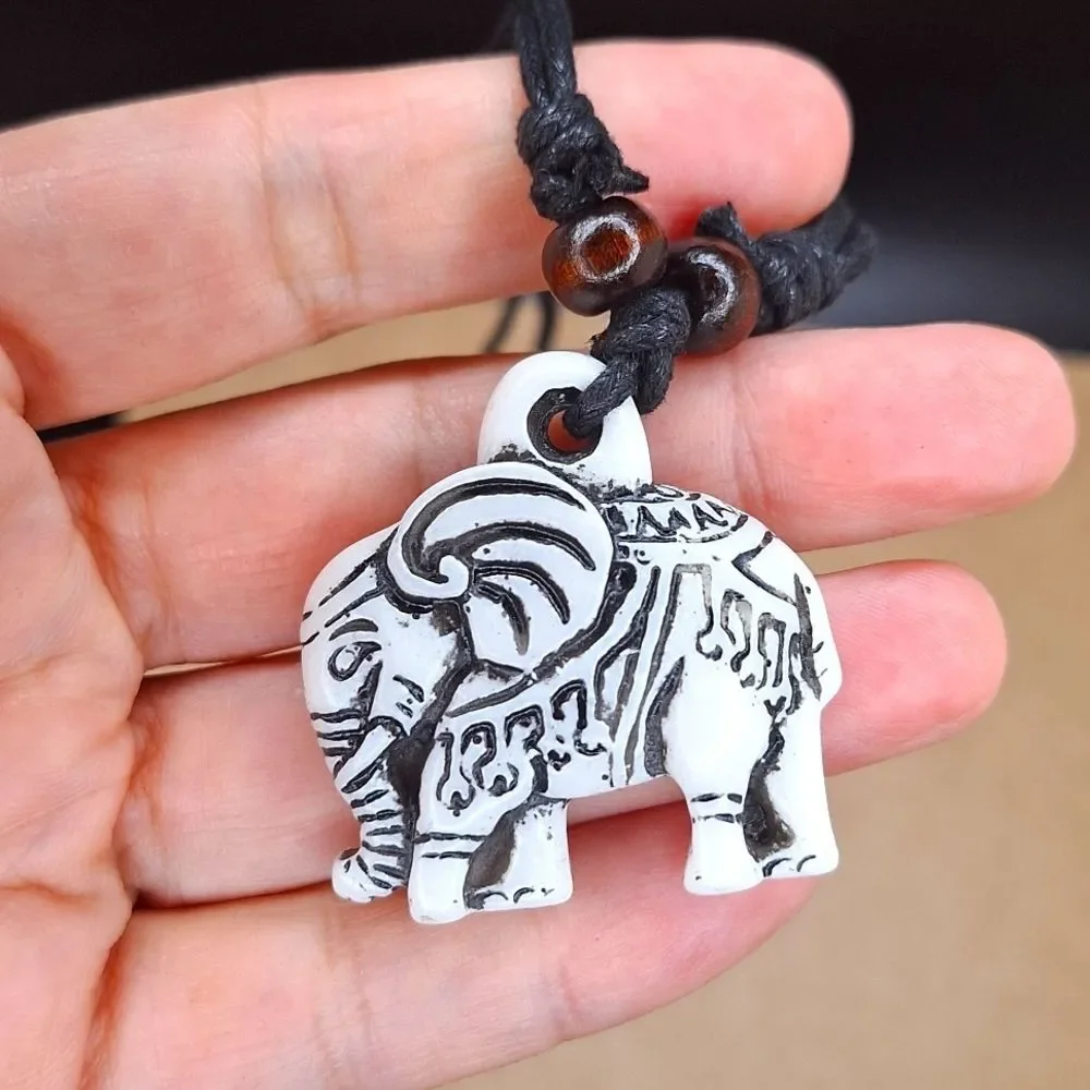 Tribal white elephant necklace